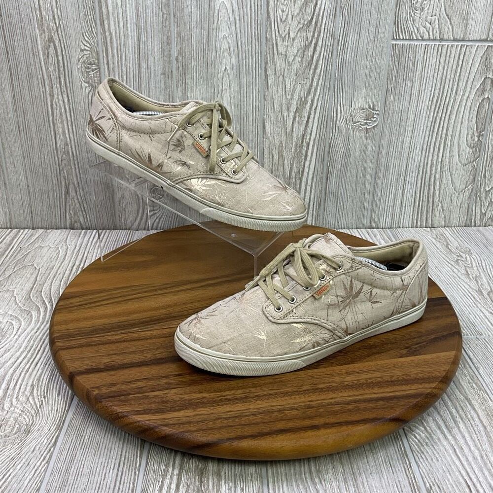 Vans Off the Wall Women’s 11 Tan Gold Palm Tree Sneakers Shoes